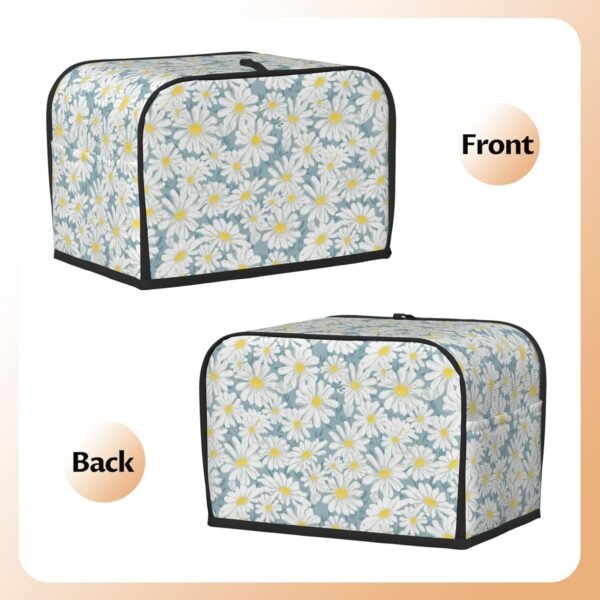 2 Slice Toaster Covers Dust Protection Bread Maker Covers Toaster Cover Kitchen Accessories Washable Appliance Cover Chrysanthemum Flower Floral Daisy White - Image 3