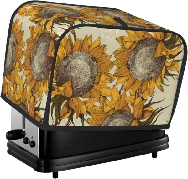 2 Slice Toaster Covers Dust Protection Bread Maker Covers Toaster Cover Kitchen Accessories Washable Appliance Cover Sunflower Abstract Floral Print