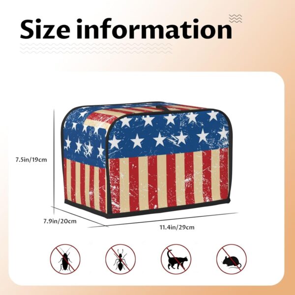 Toaster Dust Cover 2 Slice, Bread Maker Cover Toasters Covers Washable Stain Resistant Kitchen Small Appliance Cover Usa Retro Flag American Flag - Image 5