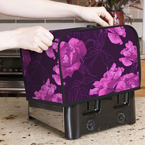 2 Slice Toaster Cover with Pocket Appliance Cover Toaster Dust And Fingerprint, Washable Kitchen Accessories, Spring Season Flowers Floral Roses Purple - Image 7