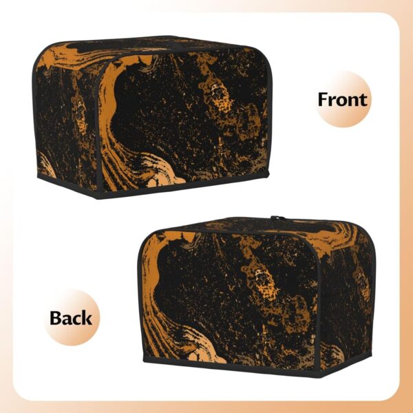 Toaster Covers Kitchen Accessories Decor, 2 Slice Toaster Bread Maker Oven Protector Covers, Dust Proof Fingerprint Covers Black And Gold Marble Texture - Image 3