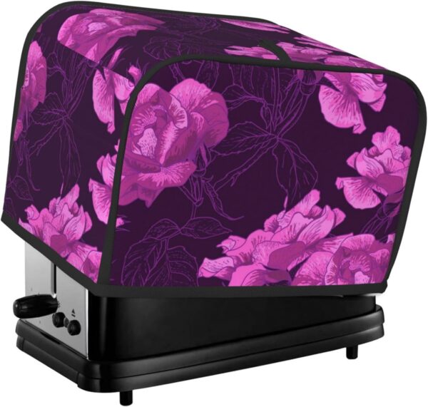 2 Slice Toaster Cover with Pocket Appliance Cover Toaster Dust And Fingerprint, Washable Kitchen Accessories, Spring Season Flowers Floral Roses Purple