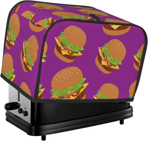 Toaster Covers Kitchen Accessories Decor, 2 Slice Toaster Bread Maker Oven Protector Covers, Dust Proof Fingerprint Covers Hamburger Junk Food