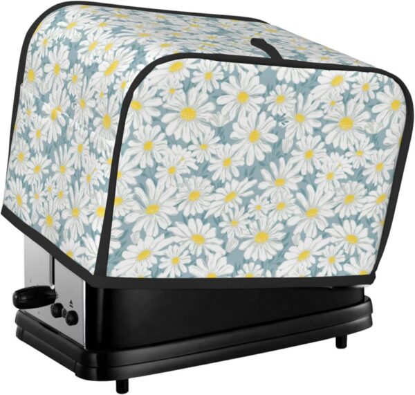 2 Slice Toaster Covers Dust Protection Bread Maker Covers Toaster Cover Kitchen Accessories Washable Appliance Cover Chrysanthemum Flower Floral Daisy White