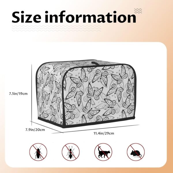 2 Slice Toaster Covers Dust Protection Bread Maker Covers Toaster Cover Kitchen Accessories Washable Appliance Cover Butterflies Black And White - Image 5