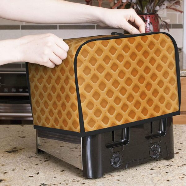 2 Slice Toaster Covers Dust Protection Bread Maker Covers Toaster Cover Kitchen Accessories Washable Appliance Cover Pattern Delicious Waffles - Image 7