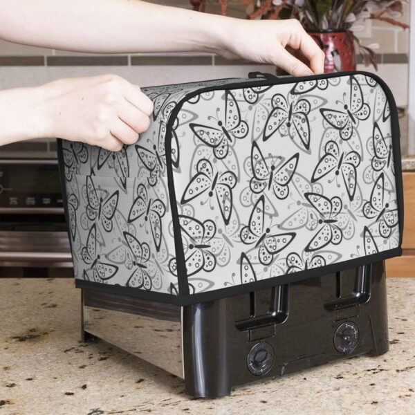 2 Slice Toaster Covers Dust Protection Bread Maker Covers Toaster Cover Kitchen Accessories Washable Appliance Cover Butterflies Black And White - Image 7