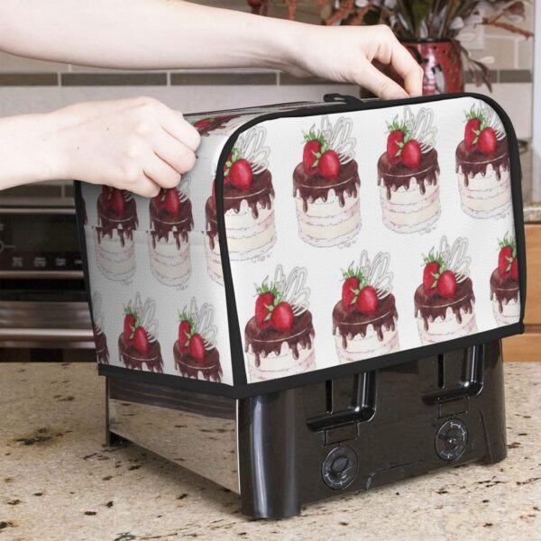 2 Slice Toaster Covers Dust Protection Bread Maker Covers Toaster Cover Kitchen Accessories Washable Appliance Cover Watercolor Strawberry Cake - Image 7