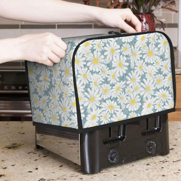 2 Slice Toaster Covers Dust Protection Bread Maker Covers Toaster Cover Kitchen Accessories Washable Appliance Cover Chrysanthemum Flower Floral Daisy White - Image 7