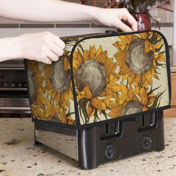 2 Slice Toaster Covers Dust Protection Bread Maker Covers Toaster Cover Kitchen Accessories Washable Appliance Cover Sunflower Abstract Floral Print - Image 7