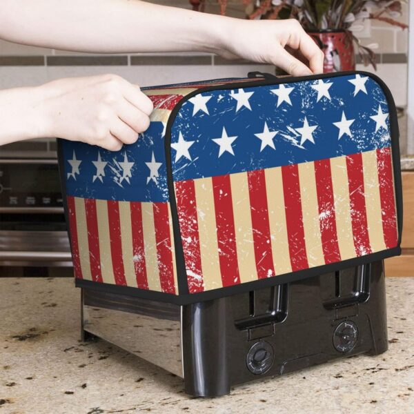 Toaster Dust Cover 2 Slice, Bread Maker Cover Toasters Covers Washable Stain Resistant Kitchen Small Appliance Cover Usa Retro Flag American Flag - Image 7