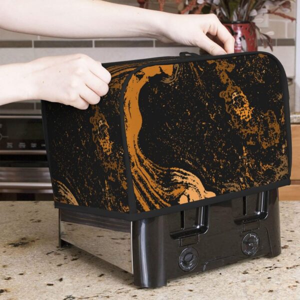 Toaster Covers Kitchen Accessories Decor, 2 Slice Toaster Bread Maker Oven Protector Covers, Dust Proof Fingerprint Covers Black And Gold Marble Texture - Image 7